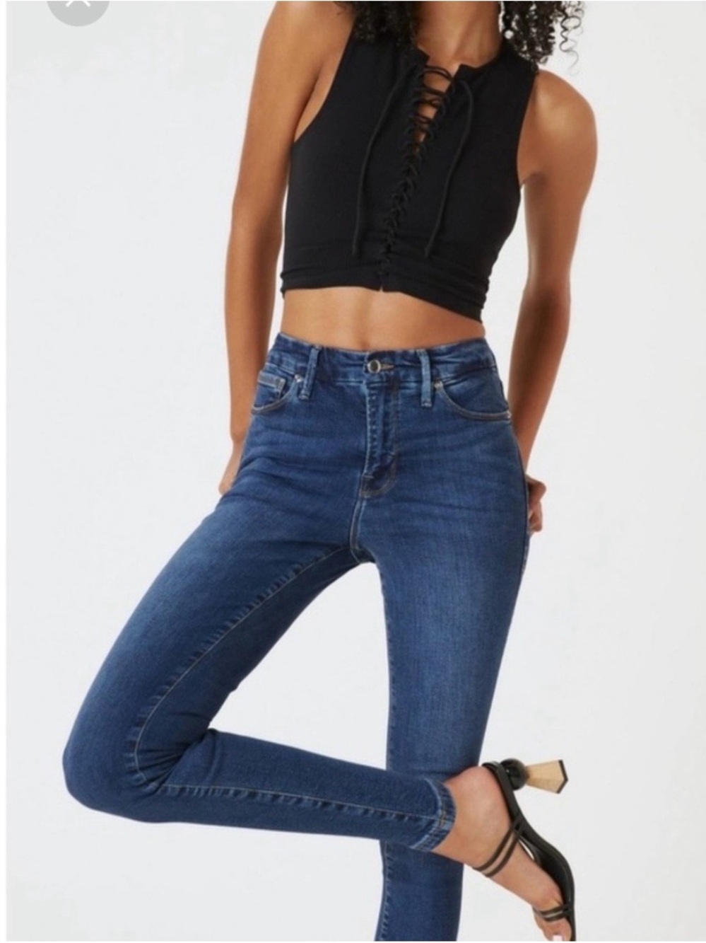 Good American Good Legs High Rise Skinny Blue Jeans. Size 6/28